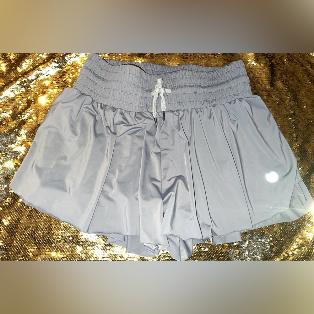Gray Pleated Shorts with Drawstring